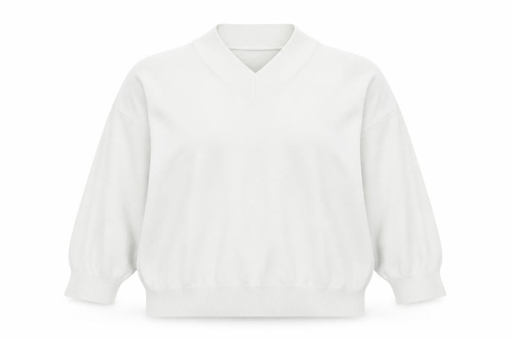 Front view of Marks & Spencer women’s clear v-neck viscose jumper, size XL