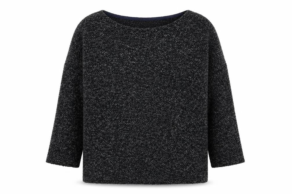 Front view of Yessica women’s grey round neck polyester jumper, size L