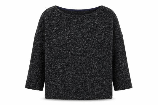 Front view of Yessica women’s grey round neck polyester jumper, size L