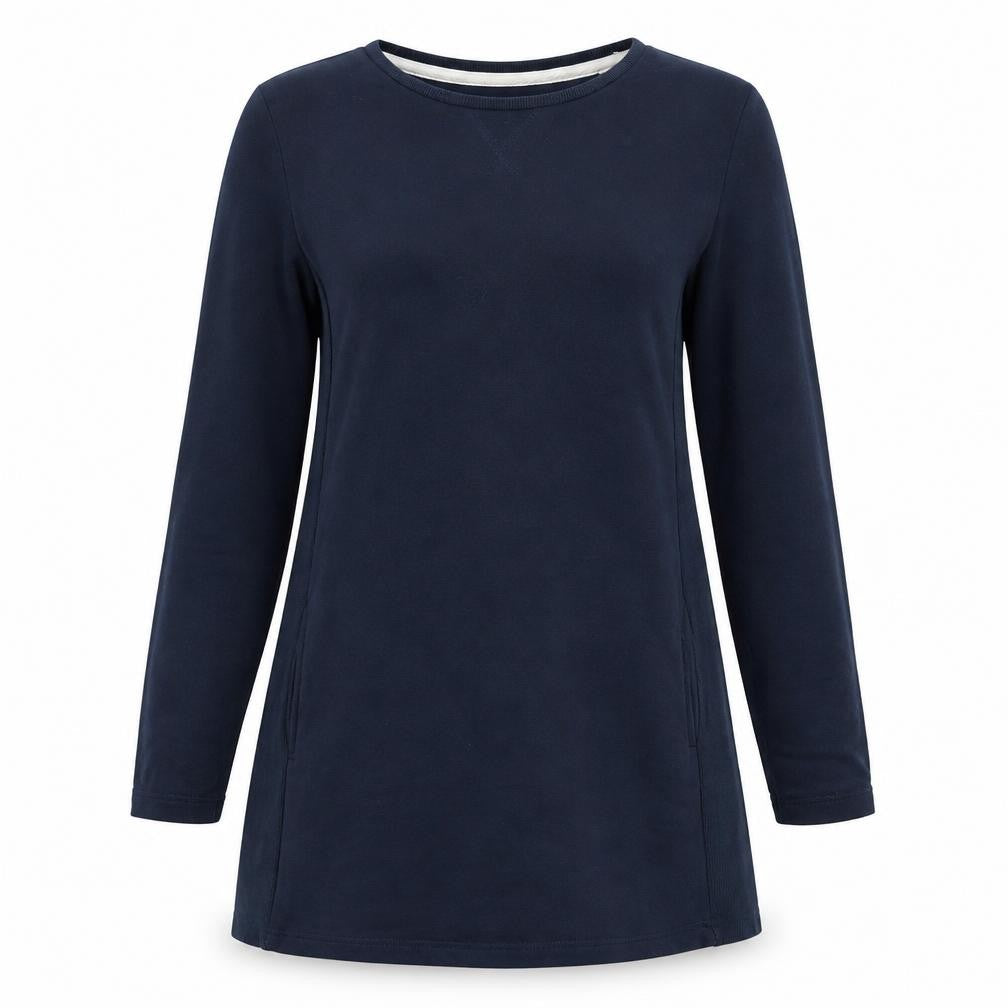 Front view of Tu women’s blue cotton pullover sweatshirt, size UK 8