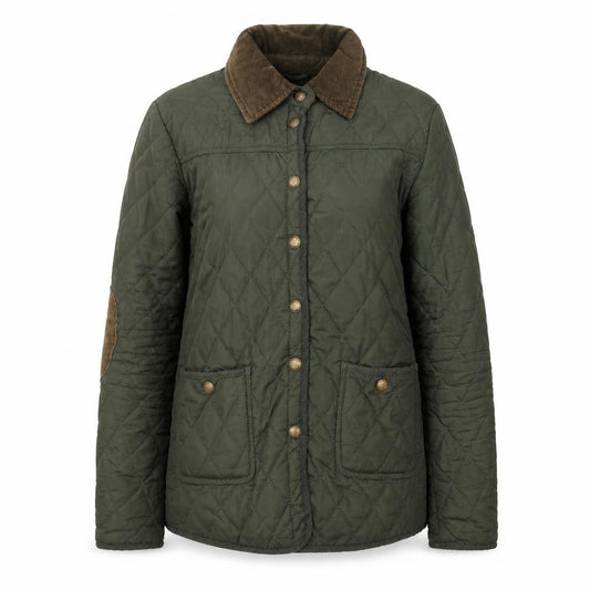 Front view of Denim Co women’s green jacket, size UK 8, zip