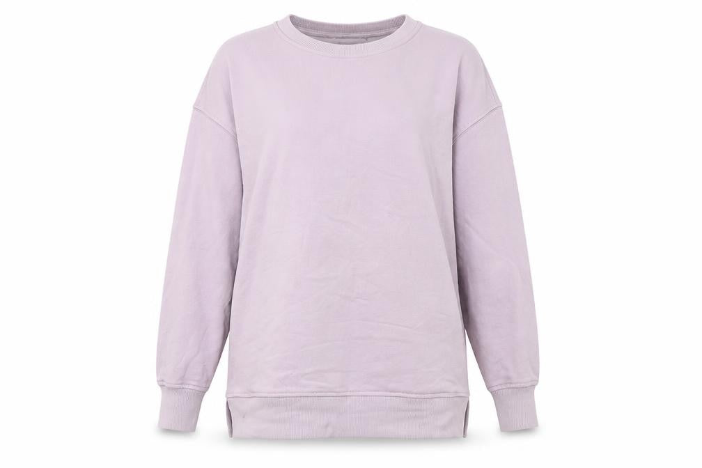 Front view of Nutmeg women’s purple cotton pullover hoodie, size UK 10