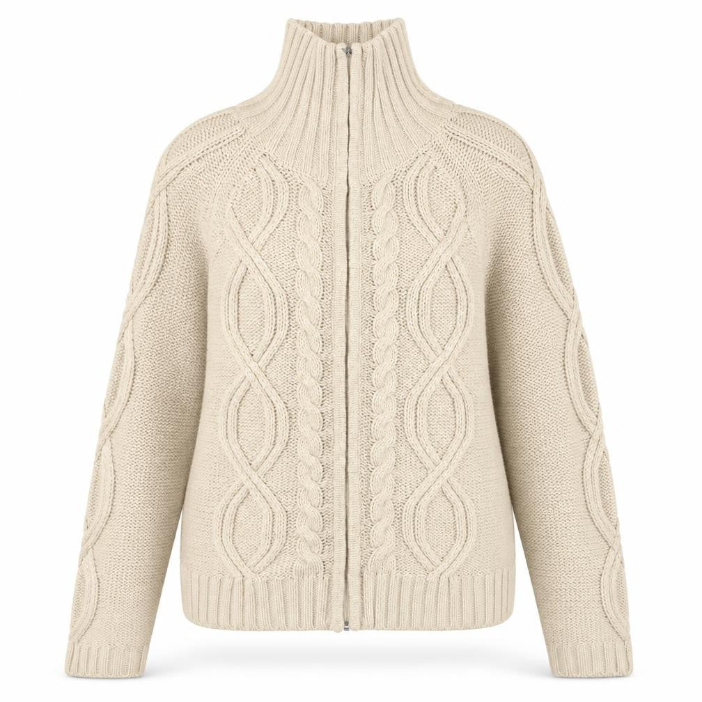 Front view of BHS women’s beige jacket, size UK 14, zip
