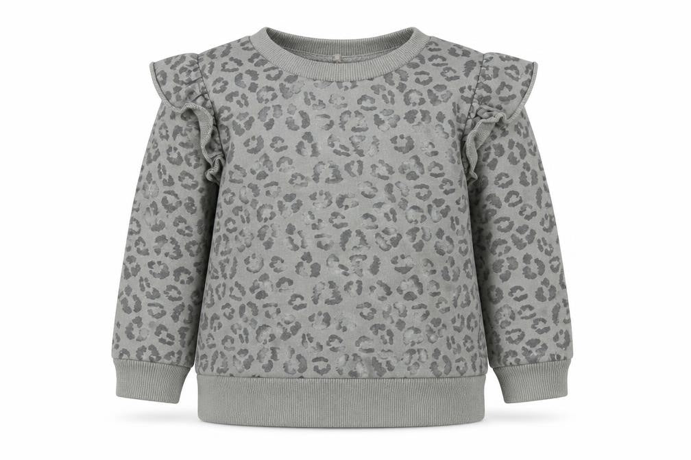 Chick Pea Girls Grey Animal Print Cotton Pullover Jumper Size 24 Months