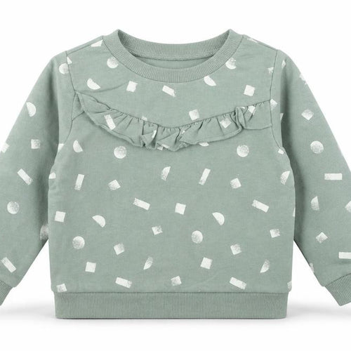PL: Baby Girls Green Geometric Cotton Pullover Jumper Size 24 Months