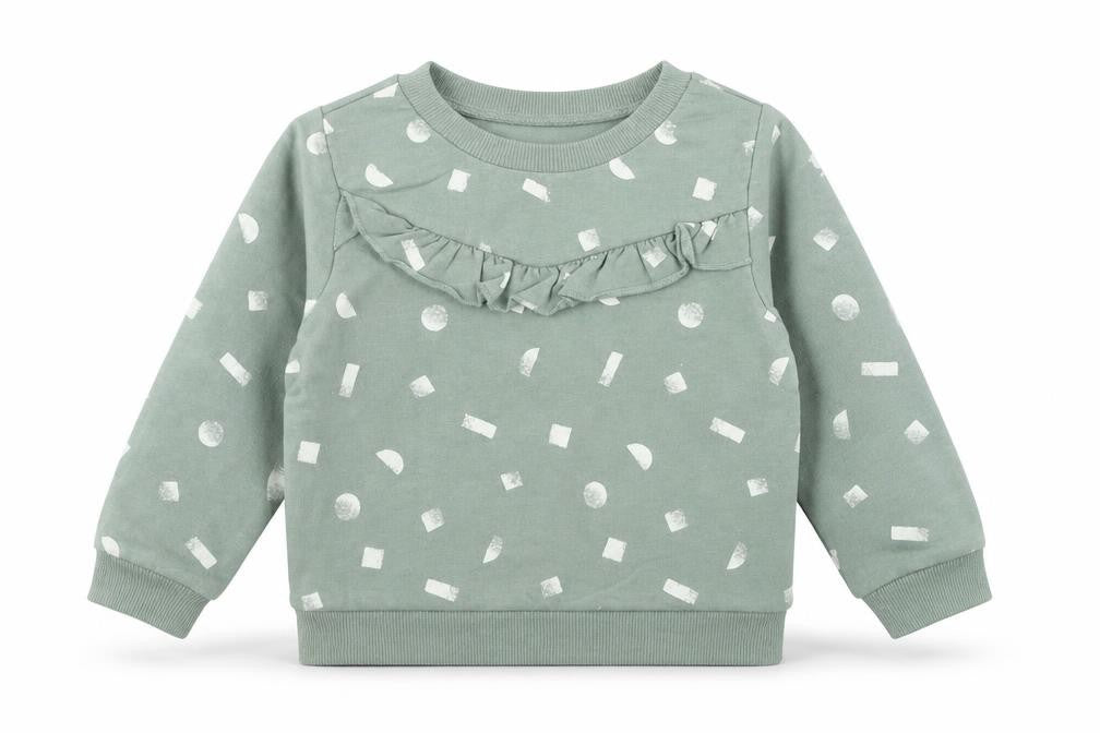 PL: Baby Girls Green Geometric Cotton Pullover Jumper Size 24 Months
