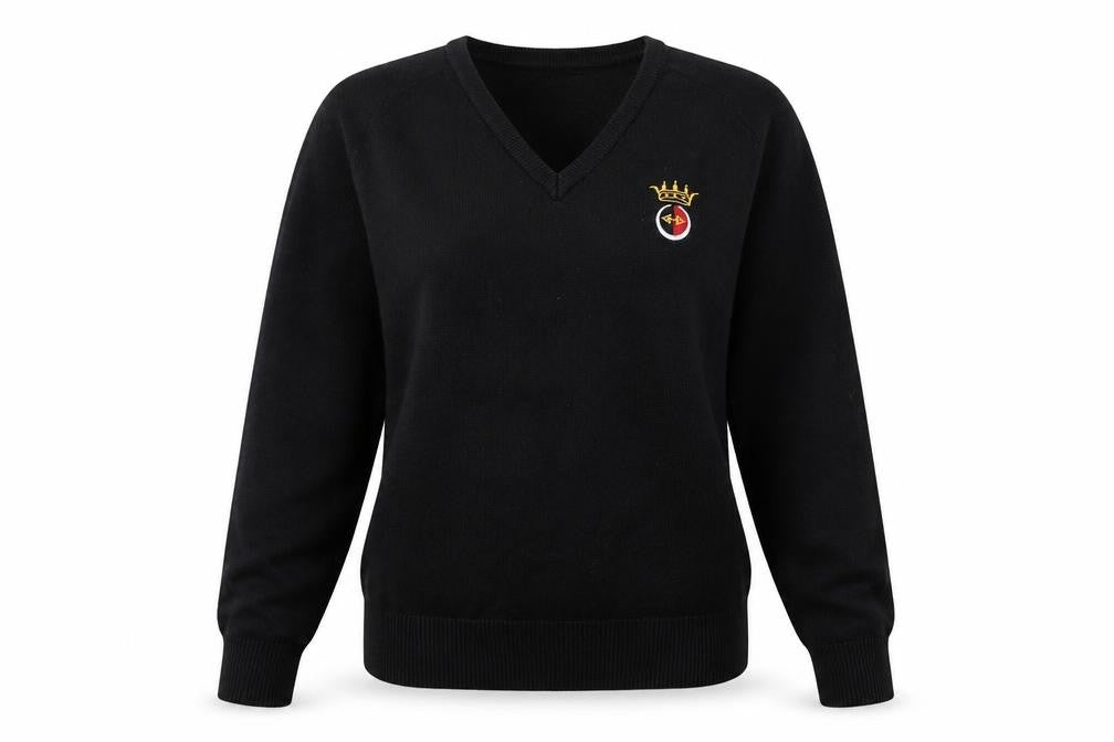Front view of Trutex women’s black acrylic pullover sweatshirt size 2xs