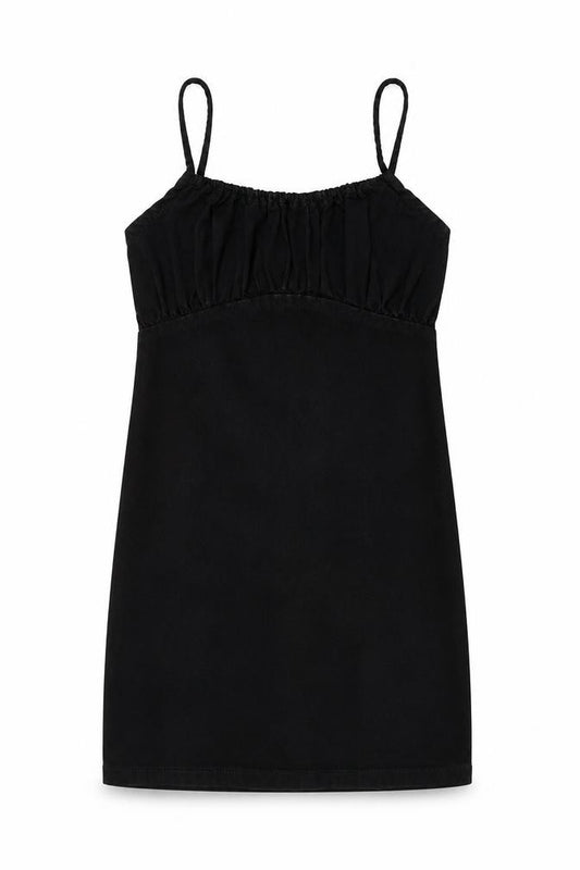 Front view of New Look women’s black cotton a-line, size UK 10, square neck