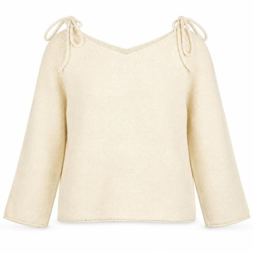 Papaya Womens White V-Neck  Acrylic Pullover Jumper Size L   - Shoulder Detail