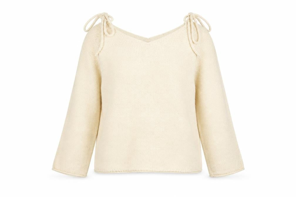 Papaya Womens White V-Neck  Acrylic Pullover Jumper Size L   - Shoulder Detail