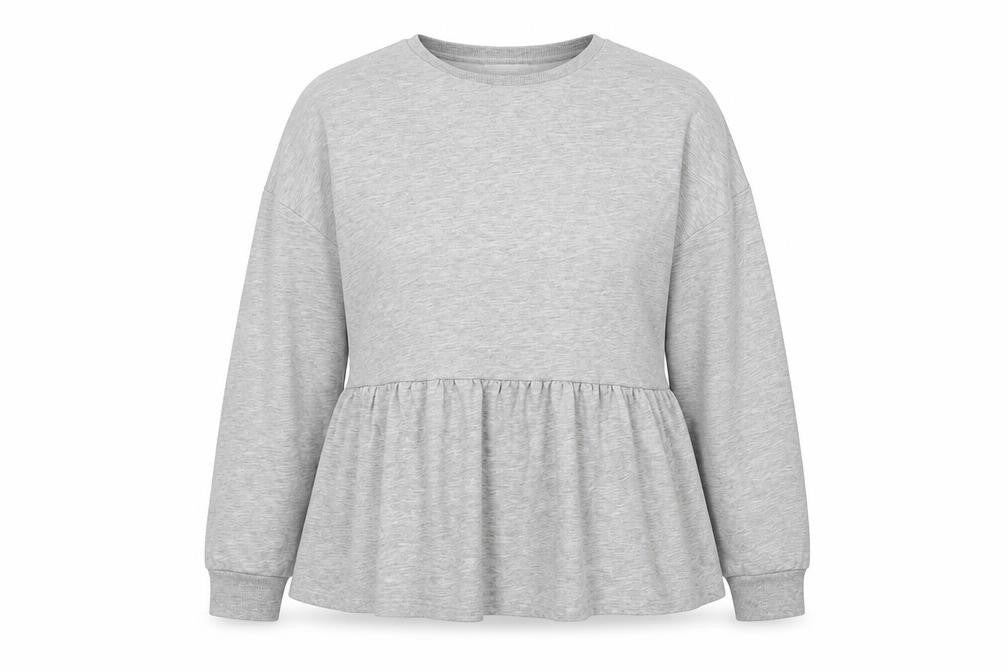 Front view of Matalan women’s grey cotton pullover sweatshirt, size L