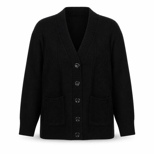 Choice Womens Black V-Neck  Acrylic Cardigan Jumper Size S