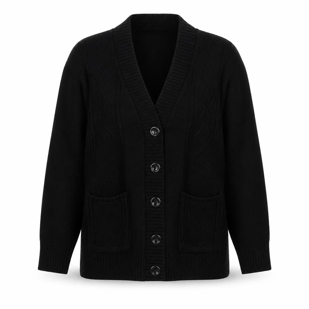 Choice Womens Black V-Neck  Acrylic Cardigan Jumper Size S