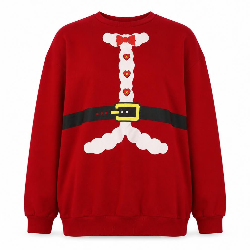 Front view of Be Jealous women’s red cotton pullover sweatshirt, size L, pullover