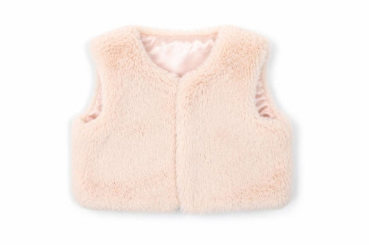 Front view of Primark girls’ pink gilet jacket, size 6-9, months