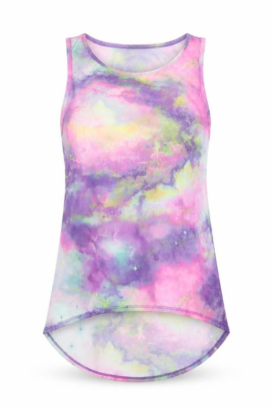 Front view of Atmosphere women’s multicoloured geometric polyester basic tank, size UK 10, scoop neck