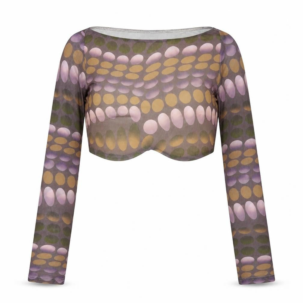 Na Anna  Womens Multicoloured Polka Dot Polyester Cropped Blouse Size 10 Boat Neck