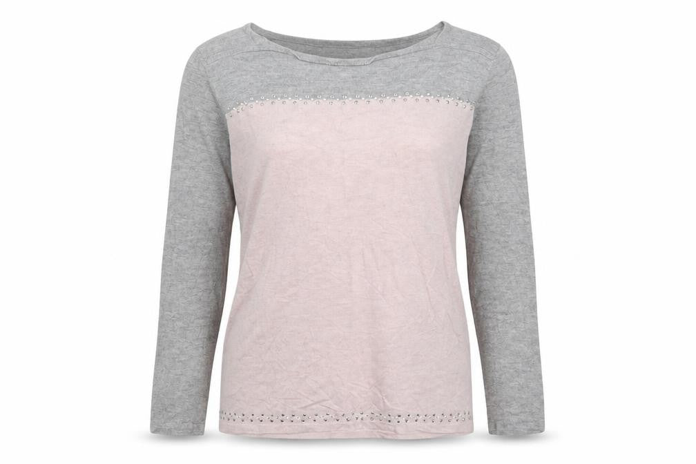 Front view of Next women’s multicoloured round neck cotton jumper, size UK 6