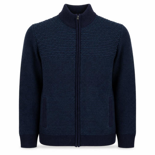 Marks and Spencer Womens Blue Geometric Acrylic Full Zip Sweatshirt Size M  Zip