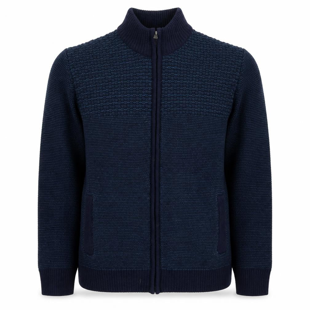 Marks and Spencer Womens Blue Geometric Acrylic Full Zip Sweatshirt Size M  Zip
