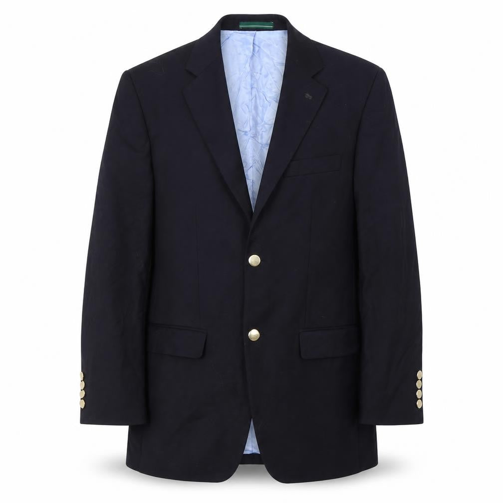 Front view of Greenwoods men’s blue wool jacket suit jacket, size S