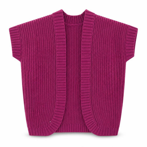Marks and Spencer Girls Purple V-Neck  Acrylic Cardigan Jumper Size 6-7 Years  Tie
