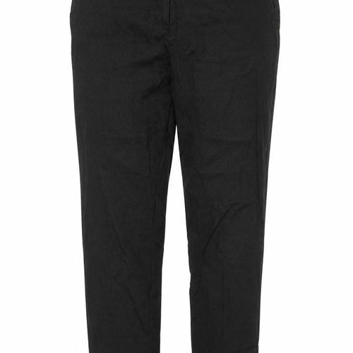 NEXT Womens Black Geometric Cotton Trousers  Size 10 L28 in Regular Buckle