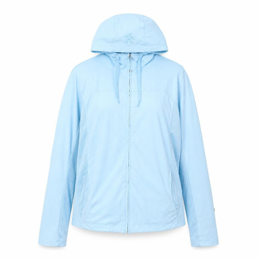 Front view of Turfs Athletics women’s blue jacket, size XL, zip
