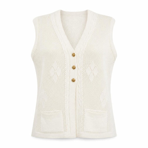 Pulse Womens White V-Neck  Acrylic Cardigan Jumper Size L