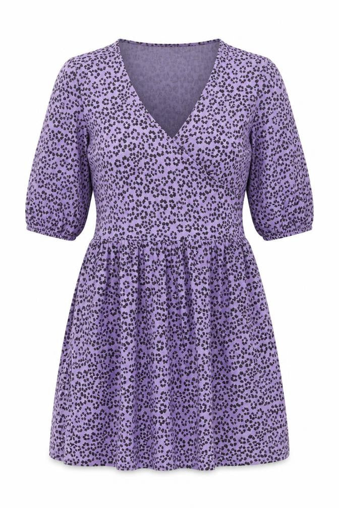 ASOS Womens Purple Animal Print Polyester Fit & Flare  Size 10  V-Neck
