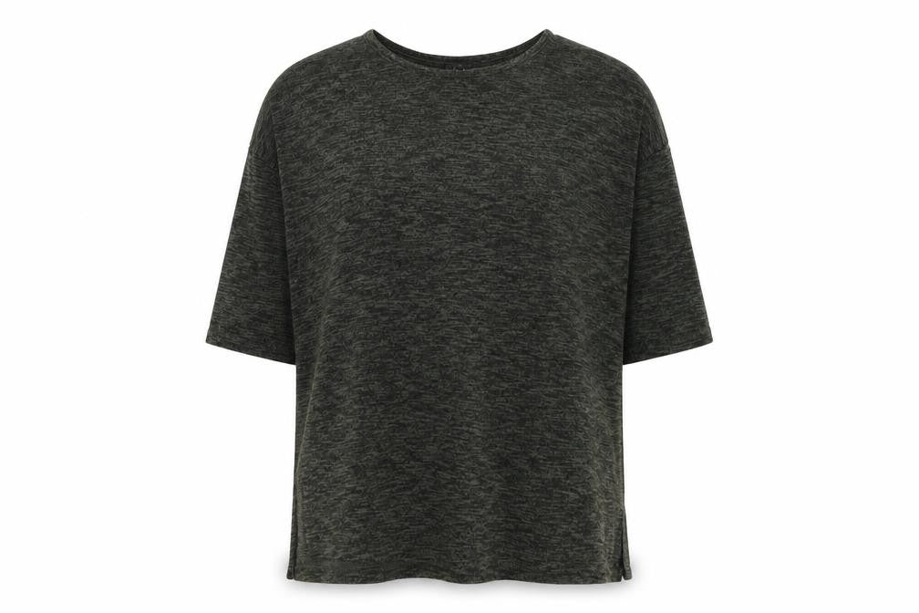 Front view of New Look women’s green round neck viscose jumper, size S