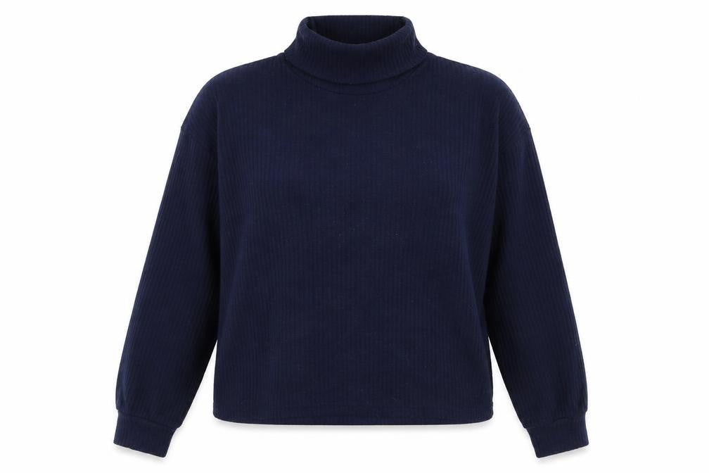 SHEIN Womens Blue Roll Neck  Elastane Pullover Jumper Size L