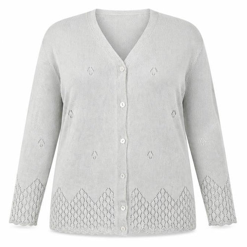 Berkertex Womens Silver V-Neck  Viscose Cardigan Jumper Size 14