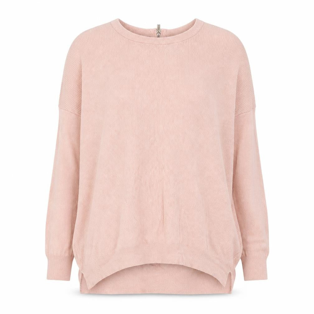 Front view of Atmosphere women’s pink round neck viscose jumper, size UK 6