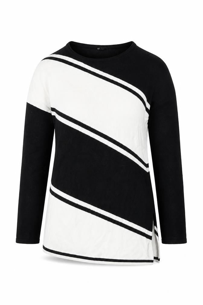Front view of Marble women’s multicoloured round neck cotton jumper, size XS