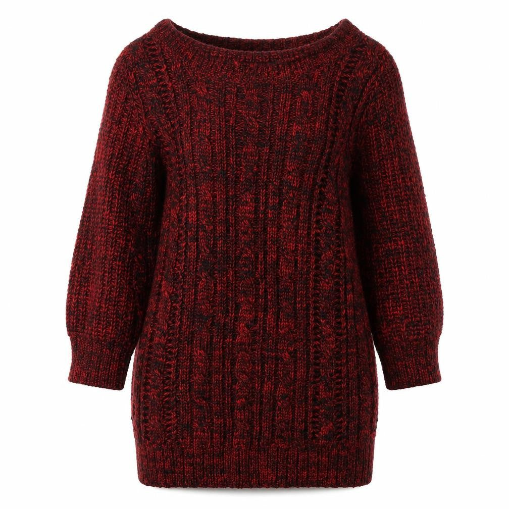 Front view of Oasis women’s red round neck acrylic jumper, size XS