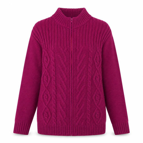 Afibel Womens Purple Mock Neck  Acrylic Full Zip Jumper Size 10