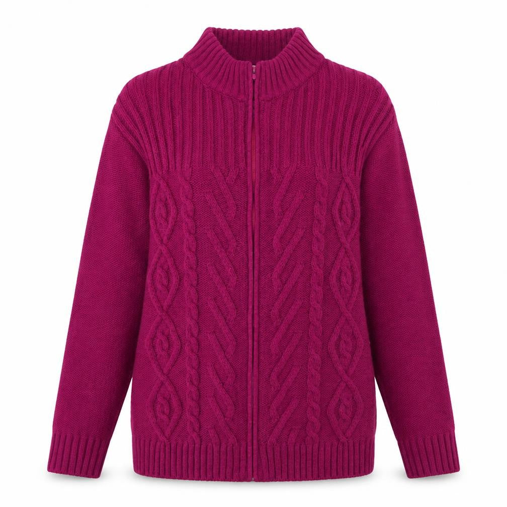 Afibel Womens Purple Mock Neck  Acrylic Full Zip Jumper Size 10