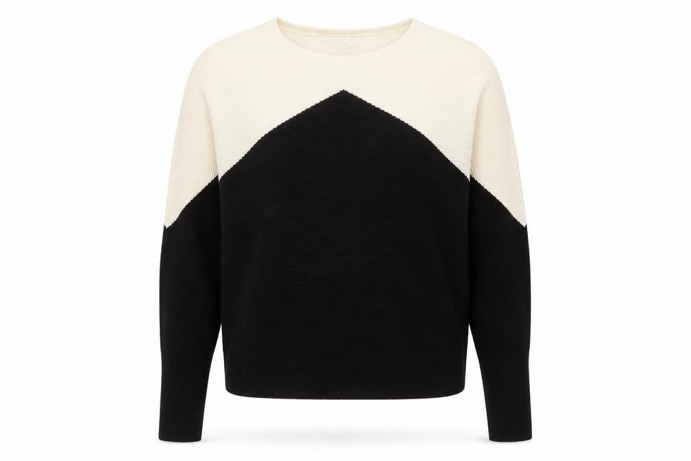 Front view of Primark women’s black round neck viscose jumper, size UK 6