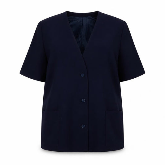 Front view of Gordon Wyatt women’s blue jacket blazer, size UK 18, button