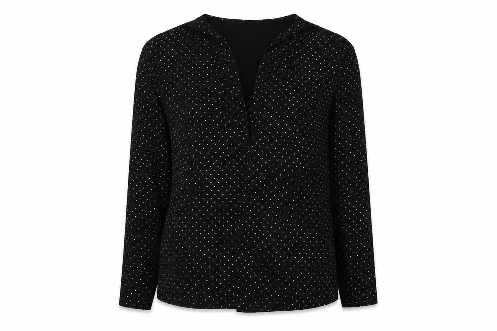 Front view of Wallis women’s black polyester kimono blouse, size M, v-neck