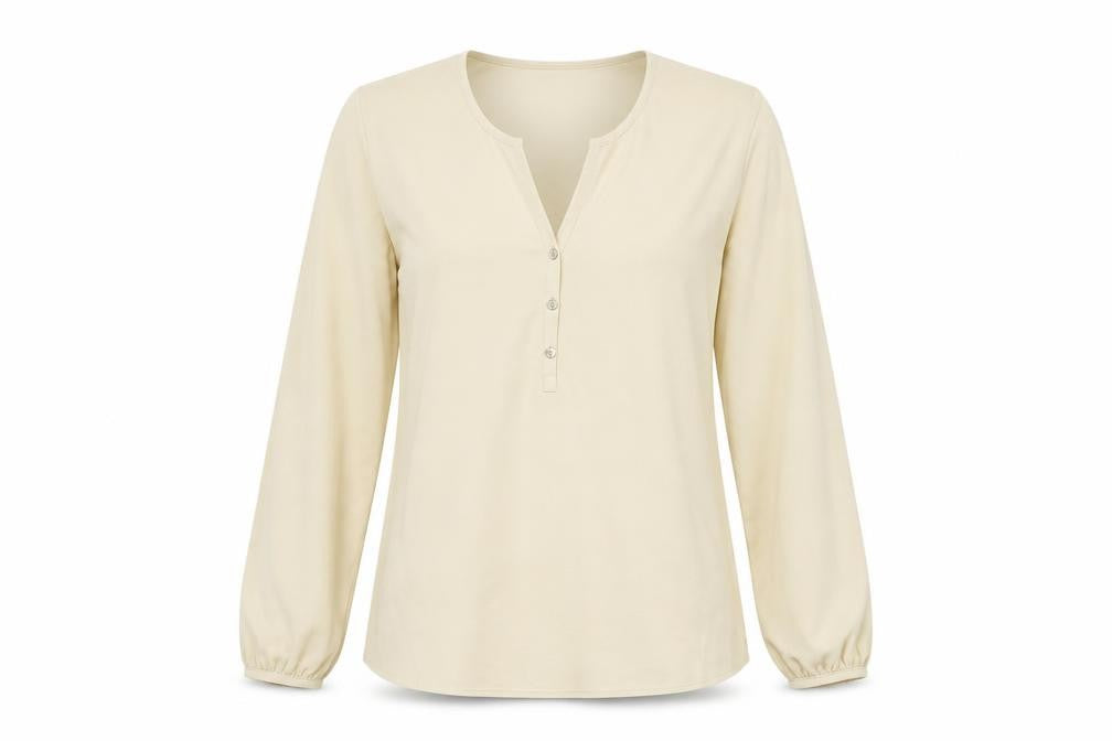 ESPRIT Womens Beige  Polyester Basic Blouse Size 12 V-Neck