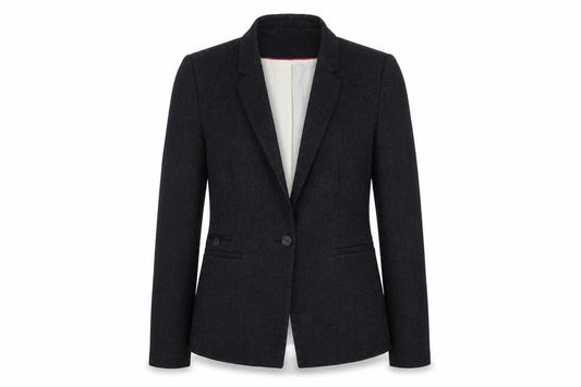 Front view of Next women’s grey jacket blazer, size UK 12, button