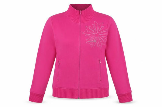 Front view of Rossignol women’s pink cotton full zip sweatshirt, size M, zip