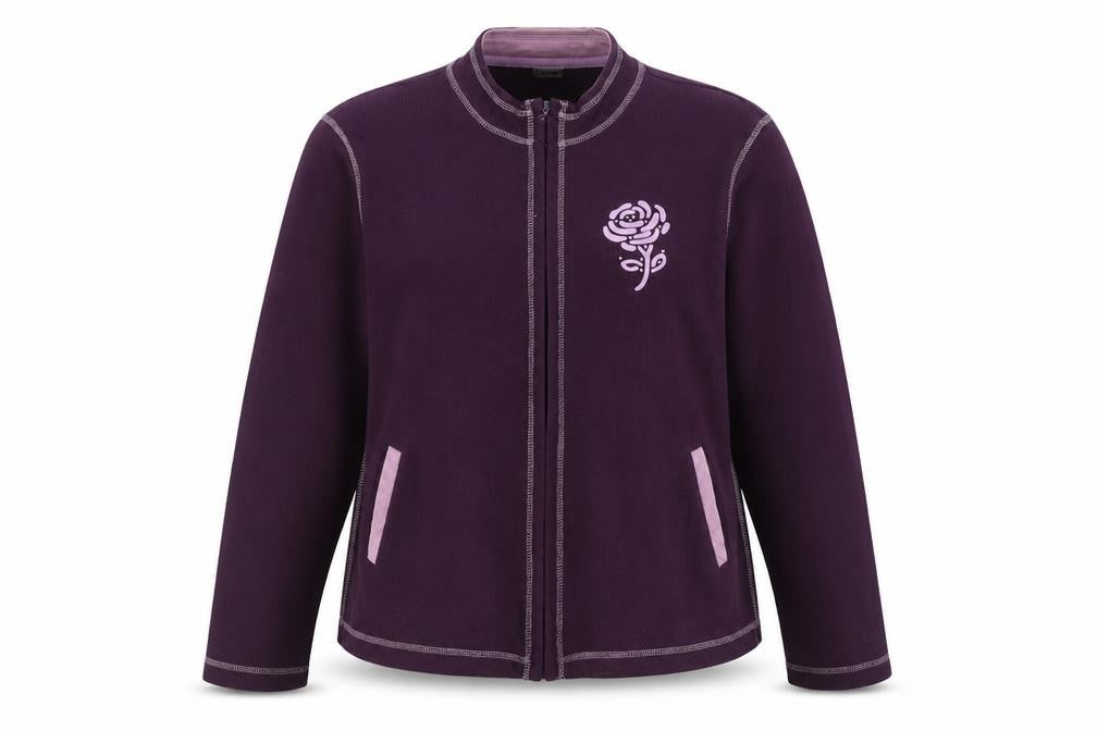 Front view of Damart women’s purple jacket, size UK 18, zip