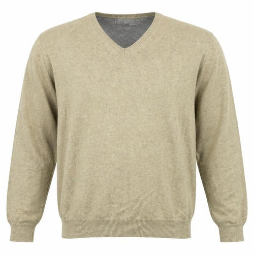 Marks and Spencer Mens Beige V-Neck  Cotton Pullover Jumper Size L