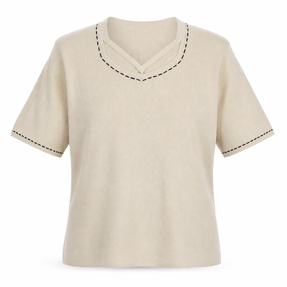 Front view of Talisa women’s beige v-neck viscose jumper, size L