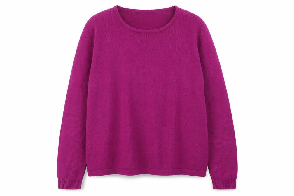 Front view of Paramour women’s purple round neck acrylic jumper, size M