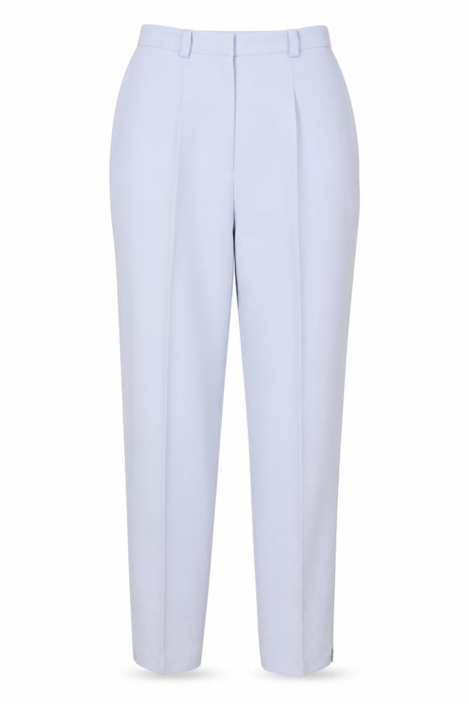 Front view of Password women’s blue polyester trousers, size UK 10, 28-inch leg regular