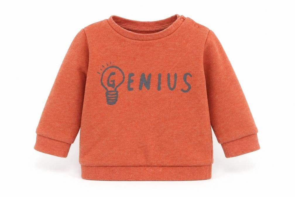 F&F Boys Orange  Cotton Jersey T-Shirt Size 3-6 Months Round Neck Snap - Sweater